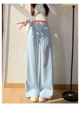 Women's Gray Sports High Waist Hanging Loose Slimming Straight Leg Wide Leg Pants American Sweatpants