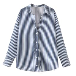 HXAO 2025 Woman Blouses Long Stripe Shirts Women Spring Summer Long Sleeve Blue White Shirt Woman Large Tops Button Up Shirts