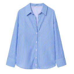 HXAO 2025 Woman Blouses Long Stripe Shirts Women Spring Summer Long Sleeve Blue White Shirt Woman Large Tops Button Up Shirts