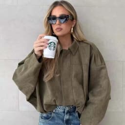 YENKYE New 2025 Women Suede Textured Jacket Long Sleeve Lapel Collar Loose Coats Casual Female Outerwear Chic Tops
