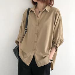 Solid Ruffle Edge Lantern Seven-quarter Sleeve Single-breasted Shirt Spring Summer New Korean Version Women Loose Large-size Top