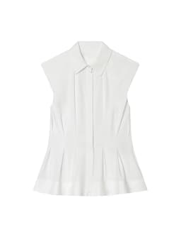 TFMLN Women's Pleated Shirt Spring Summer Vintage Lapel Collar Sleeveless Blouses Simple Flared Hem Ladies Tops 2026 New
