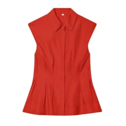 TFMLN Women's Pleated Shirt Spring Summer Vintage Lapel Collar Sleeveless Blouses Simple Flared Hem Ladies Tops 2026 New
