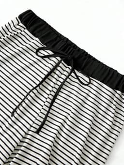 Plus Size Women's Early Fall Striped Layered Three-Piece Set, Navy Long Sleeve Blouse + Tank Top + High Waist Pants