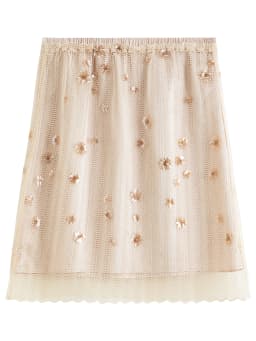 FSLE 【Premium Series】2026 Arrival New Women's High-Waisted Heavy Beaded & Sequin A-Line Skirt Hip-Hiding Slim Fit Stylish Skirt