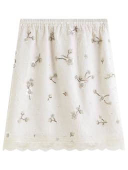 FSLE 【Premium Series】2026 Arrival New Women's High-Waisted Heavy Beaded & Sequin A-Line Skirt Hip-Hiding Slim Fit Stylish Skirt