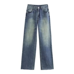 ETJ Wide-leg High-waisted Jeans Women's Classic Everything With Five Pockets Washed Soft Comfortable Ultra-long Jeans6045022