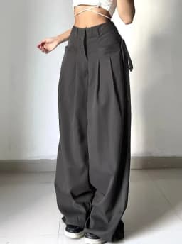 Women Wide Leg Cargo Pants High Waist Streetwear Trousers 2026 Spring Autumn Solid Black Loose Pleated Casual Pants S-XXL Size