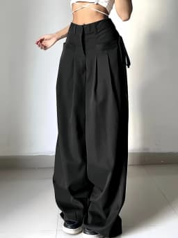 Women Wide Leg Cargo Pants High Waist Streetwear Trousers 2026 Spring Autumn Solid Black Loose Pleated Casual Pants S-XXL Size