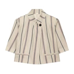 BSAY Women New Vertical Striped Matching Suit Set Notched Lapel Cropped Blazer Sleeve High Waist Wide Leg Casual 2 Piece Outfit