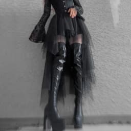 Sexy Net Yarn High-Waisted Irregular Skirt for Women Summer New European and American Gothic Style Versatile Casual Skirts