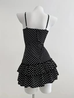 Sweet Short Skirt Fashion Polka Dot Bow Waist Ruffle Y2K Strapless Dress