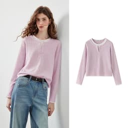 TOYOUTH Women's Long Sleeve T Shirt 2026 Autumn New Retro Textured Fitted Colorblock Fake Two Piece Double Collar Layering Tops
