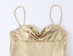 BSAY Metallic Shiny Corset Mini Dress Ladies Draped Collar Thin Strap Slim Fit Short Dress Formal Night Out Birthday Party Gown