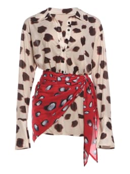 Weird Puss Silk Scarf Strap Patchwork Dress Women Sexy Single-Breasted Full Sleeve Polka Dot Print Hottie Music Festival Bodycon