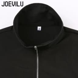 JOEVILU Women's Cyberpunk Goth Harajuku Crop Tops Long Sleeve Hollow Out Zipper T Shirt Y2K Grunge Streetwear Jacket for Dancing