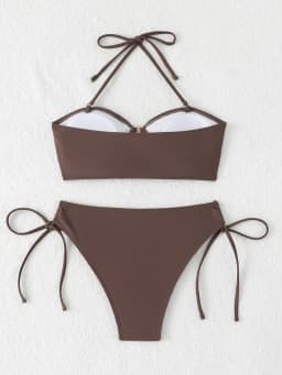 High Waist Bikini Women's Swimsuit 2026 Knotted Bathing Suits Woman Swimwear Bandeau Push Up Bikinis Sets Brazilian Beach Wear