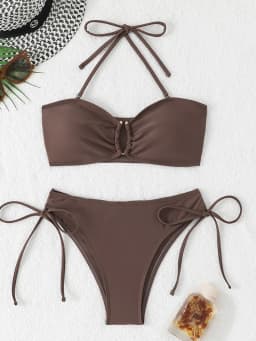 High Waist Bikini Women's Swimsuit 2026 Knotted Bathing Suits Woman Swimwear Bandeau Push Up Bikinis Sets Brazilian Beach Wear