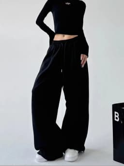 Y2K Harajuku Wide Leg Sweatpants Women Streetwear Baggy Oversize Gray Sports Pants High Waist Drawstring Casual Joggers Trousers