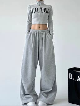 Y2K Harajuku Wide Leg Sweatpants Women Streetwear Baggy Oversize Gray Sports Pants High Waist Drawstring Casual Joggers Trousers
