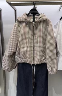 Guobioziy Women's Jacket 2026 Fall New Plaid Long-Sleeve Hooded Loose Fit Jacket Parka Casual Fashion European and American
