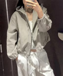 Guobioziy Women's Jacket 2026 Fall New Plaid Long-Sleeve Hooded Loose Fit Jacket Parka Casual Fashion European and American