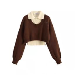 YIBASHU Winter Women Two Piece Sets Long Sleeve Crop Sweater Knitwear Preppy Sweater Pullovers Jumper College Jerseys Shoujo 90s
