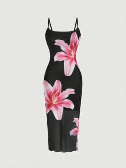 Elegant floral print sundress, resort-style dress