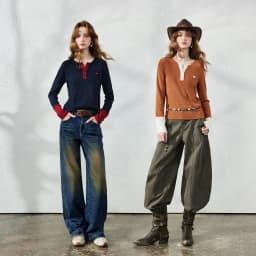 TOYOUTH Women's Henley T-Shirt Fall 2026 Soft Breathable Fiber Slim Fit Contrast Color Buttons Heart Embroidery Long Top