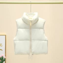 Winter Short Down Sleeveless Vest Women Warm Stand Collar Zipper Jacket Casual Fashion Quilted Cropped Coats Street Outerwears