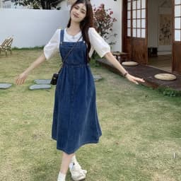 2025 Fashion Women Denim Suspender Skirt Spring Summer Causal Strap Female High Waist A-line Solid Lace-up Woman Skirts