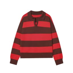 Autumn Women's 2026 New Knitted Striped Sweater Polo Neck Pullover Autumn Fashion Loose Elegant Warm Young Women Sweater Street