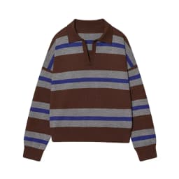 Autumn Women's 2026 New Knitted Striped Sweater Polo Neck Pullover Autumn Fashion Loose Elegant Warm Young Women Sweater Street