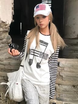 Tonngirls Japanses 2000s T-shirt Women Casual Print Graphic Tops Patchwork Y2k Vintage Grunge Tops American Retro Tshirts E-girl
