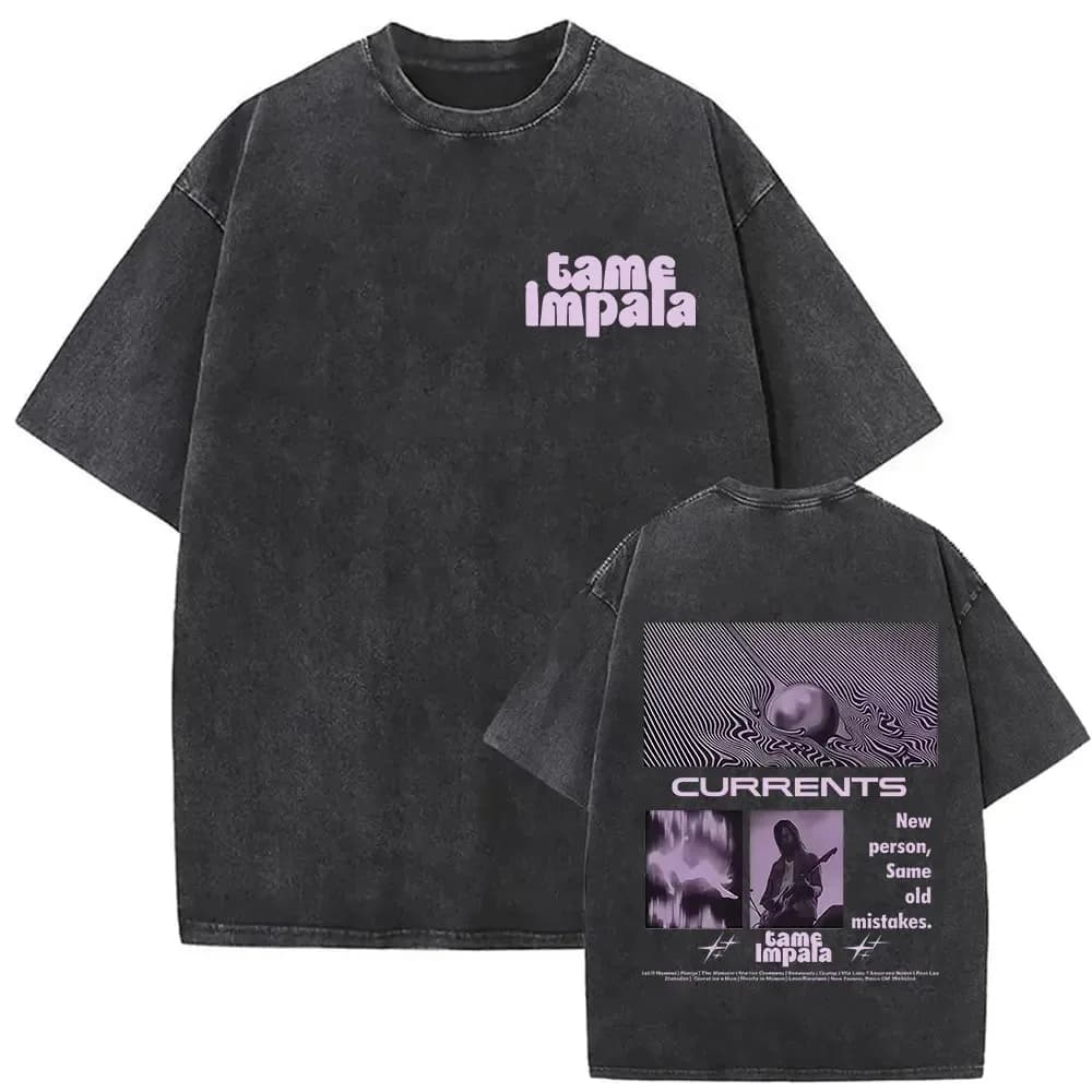 Mens women Vintage Washed Short Sleeve T-shirt Tame Impala Rock Band Deadbeat Tour 2026 Album Hip Hop Fans Gift T-shirts