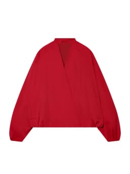 TFMLN Fashion Red Short Jacket For Women Loose Fit V Collar Long Sleeve Coat 2026 Spring Autumn Female Street Outerwear
