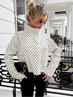 SLTNX Polka Dot Spring Autumn Short Coats Women's High Street Long Sleeve Jackets for Women 2026 Elegant Office Ladies Casual Ou