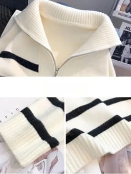 Sweater Pullover Women Autumn Winter Underwear 2026 New Zipper Stripe Underlay Short Style Popular Premium Sweater Female