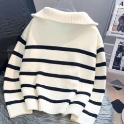 Sweater Pullover Women Autumn Winter Underwear 2026 New Zipper Stripe Underlay Short Style Popular Premium Sweater Female