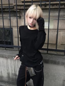 Genayooa Gothic Vintage T-shirt Women Long Sleeve Button Y2k Retro Black Grunge Tops Streetwear 2000s Print Tshirts Autumn