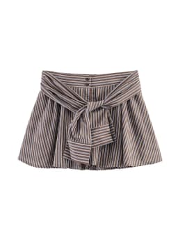 TFMLN Summer Women Bow Decoration Shorts Elastic Waist Zipper Loose Striped Shorts Ladies Causal Wear 2026 New Streetwear