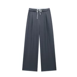 HXAO Women Pants Summer Baggy Pants For Woman Pleats Casual Black Pants Office Lace Up Fluid Trousers Boxer Gray Womens Pants