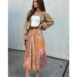 Summer New Skirts Women's 2026 New Fashion Retro Print High Waist Skirts Chic Summer Travel Joker Holiday Women's Skirts