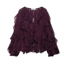 DUOPERI Women Fashion Solid Ruffled Blouse Vintage V-Neck Long Sleeves Female Chic Lady Shirts