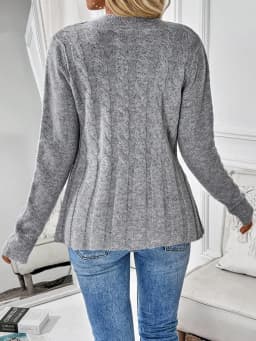 Women's Simple Solid Color Long-Sleeved Cardigan Knitted Sweater for Autumn and Winter