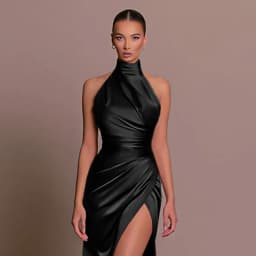 2026 Retro Style Satin Halter Maxi Dress Elegant Waist Slimming High Slit Party Formal Events Solid Color Minimalism Long Skirt