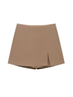 Women's High Waist Skort with Front Slit And Side Zipper Fashion Solid Shorts Skirt Female High Waist Skort Mujer