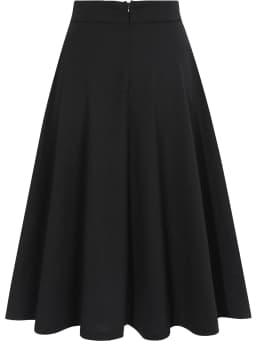 Women Elegant High Waist A Line Midi Skirt Pleated Flare Skirt Button Detail Solid Color Casual Office Work Party Chic Outfit