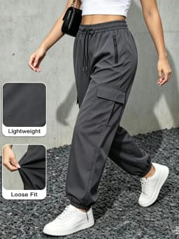 Hiking Pants For Women Cargo Quick Dry Water Resistant Elastic Waist Zip Pockets, Travel Work Lightweight Running