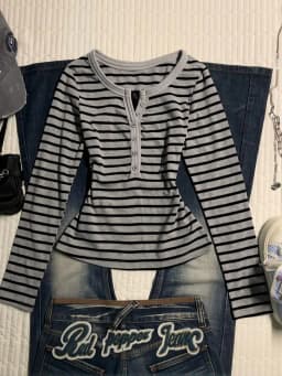 Striped Long Sleeve Top Women Korean Style Vintage Slim Fit Work Wear V Neck Button Autumn Winter Base Layer T-shirt